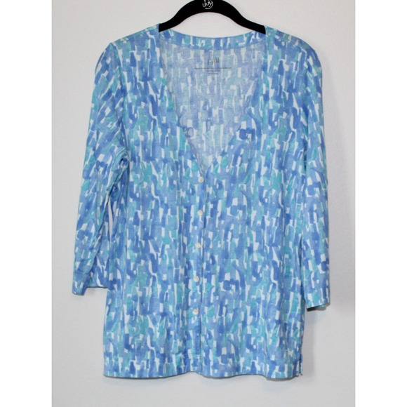 J. Jill Extra Fine Cotton Cardigan Blouse Blue Women's Size Small H14263 - Picture 9 of 14